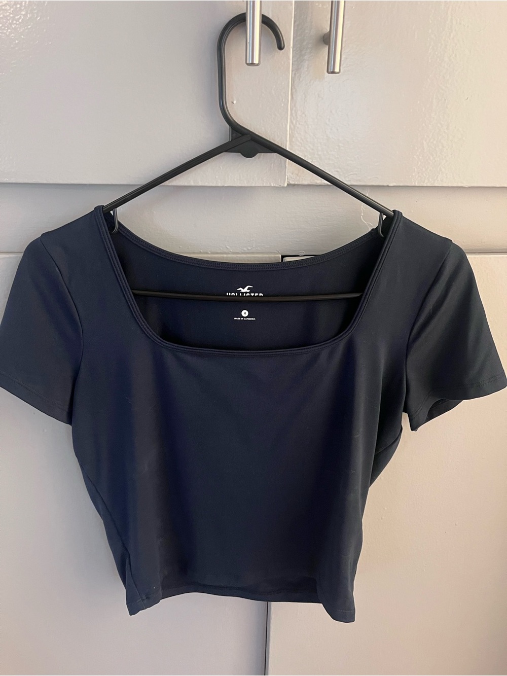 Hollister Navy Square Neck Crop Top Size M | Short Sleeve